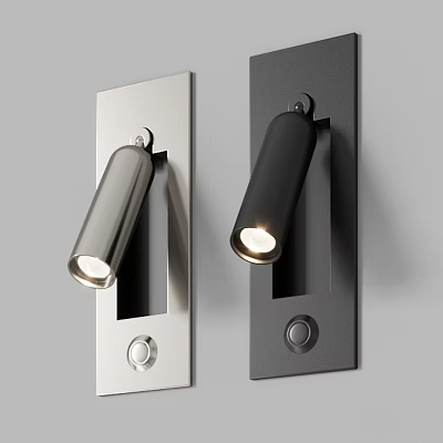 Modern Silver and Black Metal Wall Lamps with Sleek Design for Interior Lighting 3d model