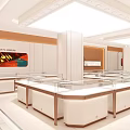 Jewelry Store With Elegant Interior Circular Display Counters And Bright Lighting 3d model