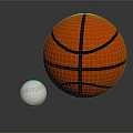 Premium Sports Equipment Including Orange Basketball With Black Lines And White Baseball