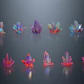 Colorful Crystal Decorative Ornaments Set with Purple Pink Blue Hues for Home Table Decoration