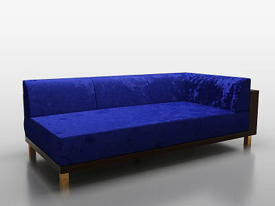 Blue Multi-seat Sofa with Velvet Fabric Upholstery Modern Minimalist Design and Wooden Legs 3d model