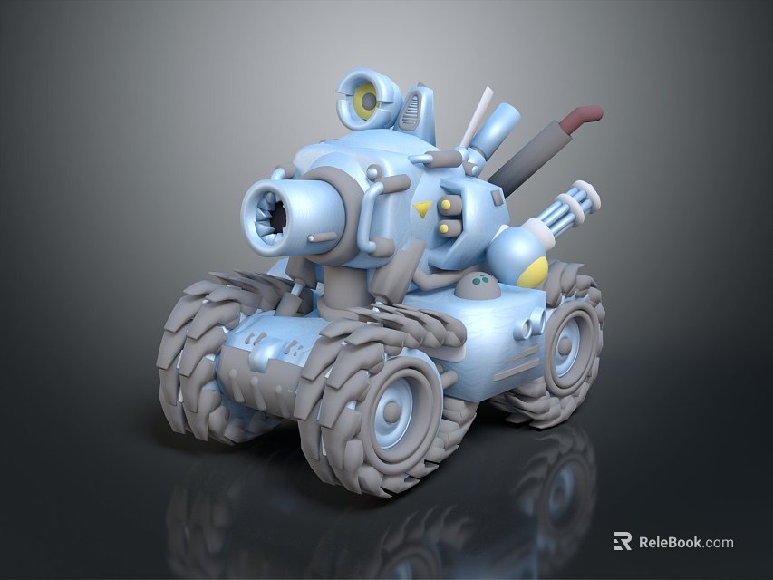 Electric Toy Blue Vehicle With Large Wheels And Mechanical Details 3d model 