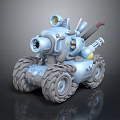 Electric Toy Blue Vehicle With Large Wheels And Mechanical Details
