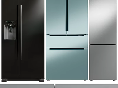 Modern Refrigerators With Various Styles Colors And Door Designs For Home Kitchens 3d model