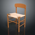 Light Wood Leisure Chair With Woven Seat Curved Backrest And Simple Design