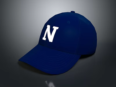 Blue Baseball Cap With White Letter N Design For Daily Use 3d model