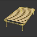 Modern Single Bed With Metal Frame And Wooden Slats Design Structure