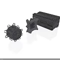 Industrial Mechanical Components 3D Models With Spiked Sphere Frame And Rectangular Box