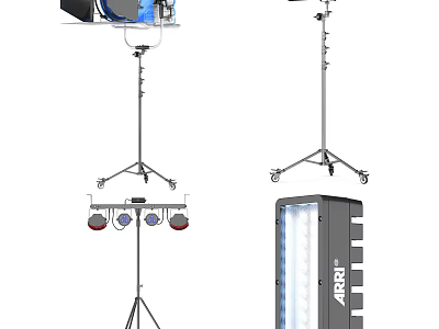 ARRI Professional Studio Lighting Equipment With Tripod Stands And LED Panels 3d model
