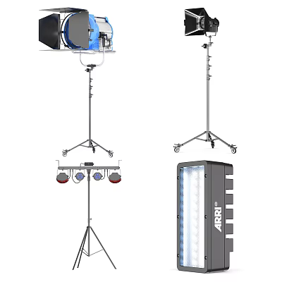 ARRI Professional Studio Lighting Equipment With Tripod Stands And LED Panels 3d model