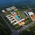 Modern School Building Exterior With Multi Story Design White Orange Facade Plaza And People Walking