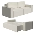 Modern Light Colored Sofa Set With Two Seater Armchair And Ottoman 3d model