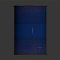 Cylindrical Blue Rusty Metal Barrel With Ribbed Surface On Dark Background