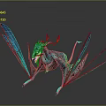 Mythical Teal Dragon Character with Vibrant Wings Red Horns and Dynamic Crouching Pose