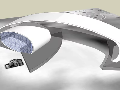 Modern Entrance Gate With Curved Top Glass Panel And Architectural Design 3d model