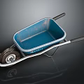 Rustic Blue Wheelbarrow With Metal Frame Square Tray And Single Wheel Design