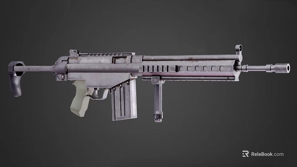 Tactical Military Weapon Rifle With Magazine Barrel Grip And Metallic Design 3d model 