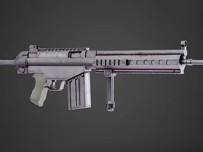 Tactical Military Weapon Rifle With Magazine Barrel Grip And Metallic Design 3d model