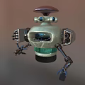 Detailed Robot Character With Mechanical Structure Blue Eyes Clawed Arms And Metal Body