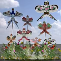 Colorful Kite Decorated Photo Spot With Various Shapes And Flower Bushes