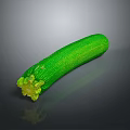 Fresh Green Zucchini Vegetable With Detailed Surface Texture Isolated On Gray Background
