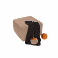 Beige And Dark Brown Knitted Sofa Stool With Dark Knitted Blanket And Orange Decor