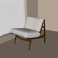 Modern Light Gray Fabric Lounge Chair With Wooden Frame And Curved Backrest