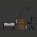 Modern Wooden Office Furniture Set With Desk Drawer Cabinet Chair And Lamp