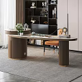 Luxury Modern Marble Tea Table and Chairs with Golden Accents Orange Chair and White Stools