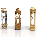 Vintage Style Decorative Household Ornaments With Carved Eagle Motifs Gold Accents And Marble Bases