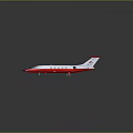 White Airplane Model With Red Wings Tail Black Nose And Windows On Gray Gradient Background