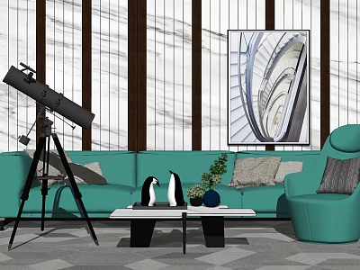 Modern sofa coffee table combination 3d model