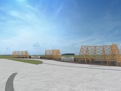 Outdoor Sofa Set In Open Outdoor Area With Wooden Frame And Green Grass 3d model