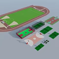 Garden Ornaments In Sports Field With Running Track And Multi Sport Courts