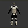 Armored Character in White and Black Armor with Helmet and Protective Gear
