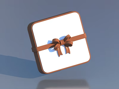 Delicious Food Gift Box Square White Surface With Brown Ribbon Bow On Blue Background 3d model