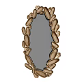 Unique Oval Mirror With Decorative Brown Frame For Home Interior Decor 3d model