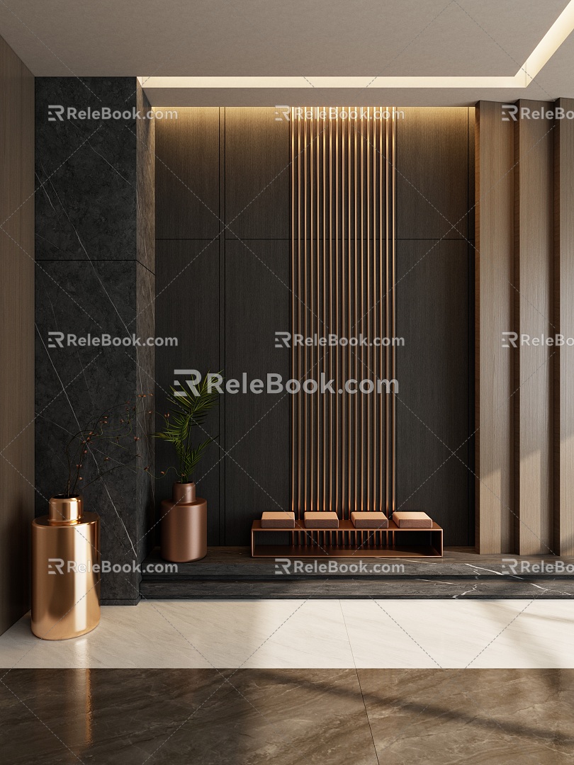 Italian Black Gold Style Rock Slab Style Entrance Entrance 3d model