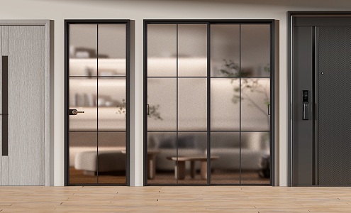 Modern swing door combination 3d model