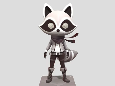 Cartoon Reptile Character In Stylish Outfit With Scarf Belt And Boots 3d model