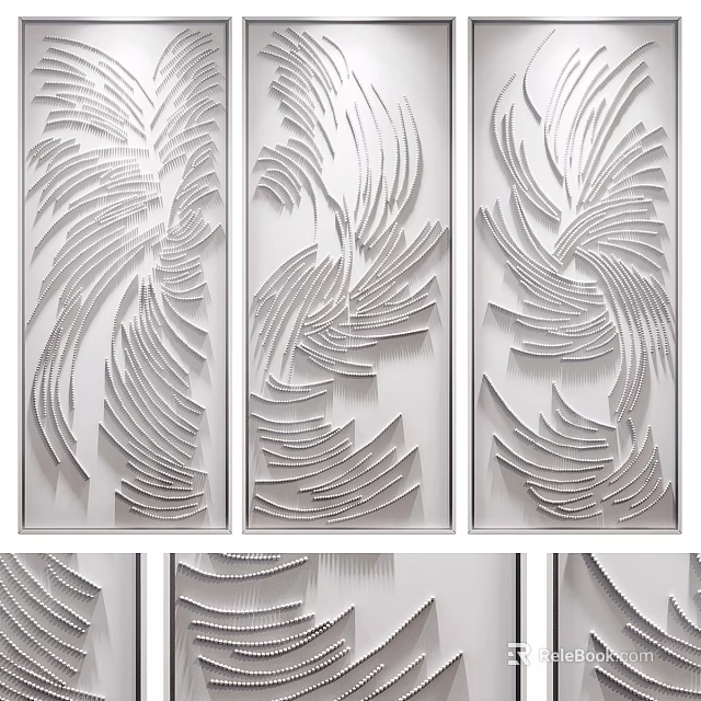 Modern Luxury Dining Table With Elegant Wave Pattern Decorative Wall Design 3d model 
