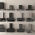Modern Kitchen Appliances Featuring Various Range Hood Styles And Designs 3d model