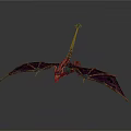 Mythical Dragon Creature Model With Purple Wings And Skeletal Structure