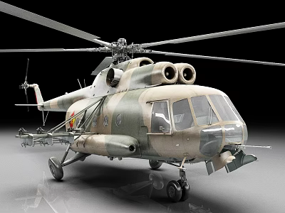 Military Helicopter Featuring Camouflage Paint Twin Rotor System And Cockpit Windows 3d model