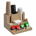 Wooden Tea Bag Organizer With Paper Cups Straws And Tissue Papers