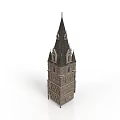 Detailed Medieval Style Stone Tower With Spire And Layered Architectural Windows 3d model
