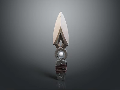 Sharp Metal Dagger With Pointed Blade Wrapped Handle And Circular Ornament 3d model