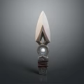 Sharp Metal Dagger With Pointed Blade Wrapped Handle And Circular Ornament