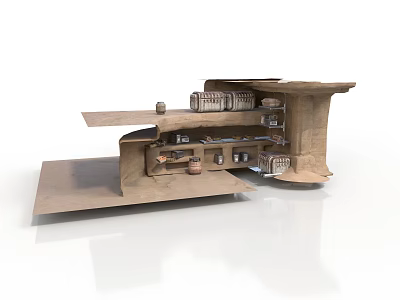 Architectural Interior Model With Multiple Levels Compartments Small Items Cans Tools Brown Cardboard Open Structure 3d model