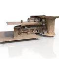 Architectural Interior Model With Multiple Levels Compartments Small Items Cans Tools Brown Cardboard Open Structure